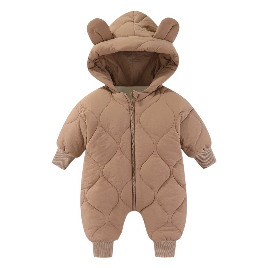 Otoño e Invierno bebé recién nacido mono forrado de lana engrosada bebé invierno ropa acolchada de algodón acolchado mameluco ropa de la celebración de la ropa