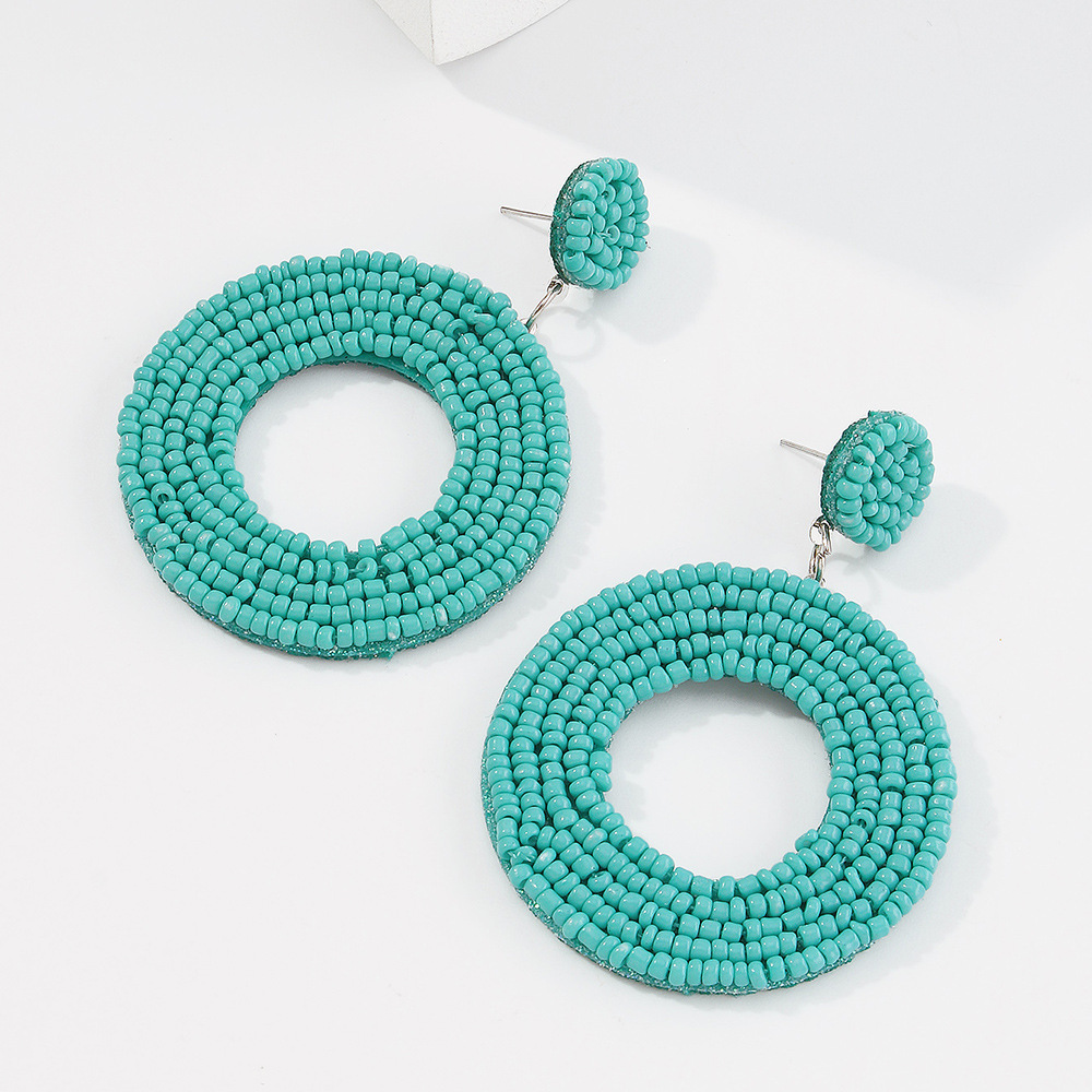 Bohemian geometric round rice bead earrings wholesale Nihaojewelry