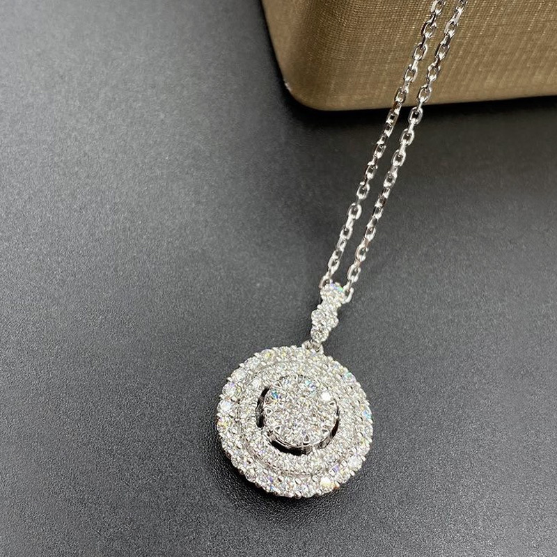 creative hollow multilayer ring pendant full of diamonds zircon copper necklacepicture5