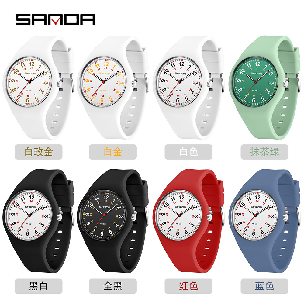 SANDA reloj femenino temperamento minimalista estudiantes de primaria luz nocturna impermeable silicona reloj de cuarzo reloj de comercio electrónico reloj en línea