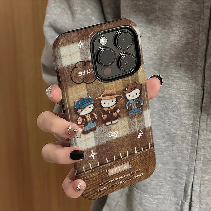 Denim Kt Cat Suitable for Iphone17Air Mobile Phone Case Apple 16Promax Autumn and Winter 15 Xiaomi 14 Huawei Ov