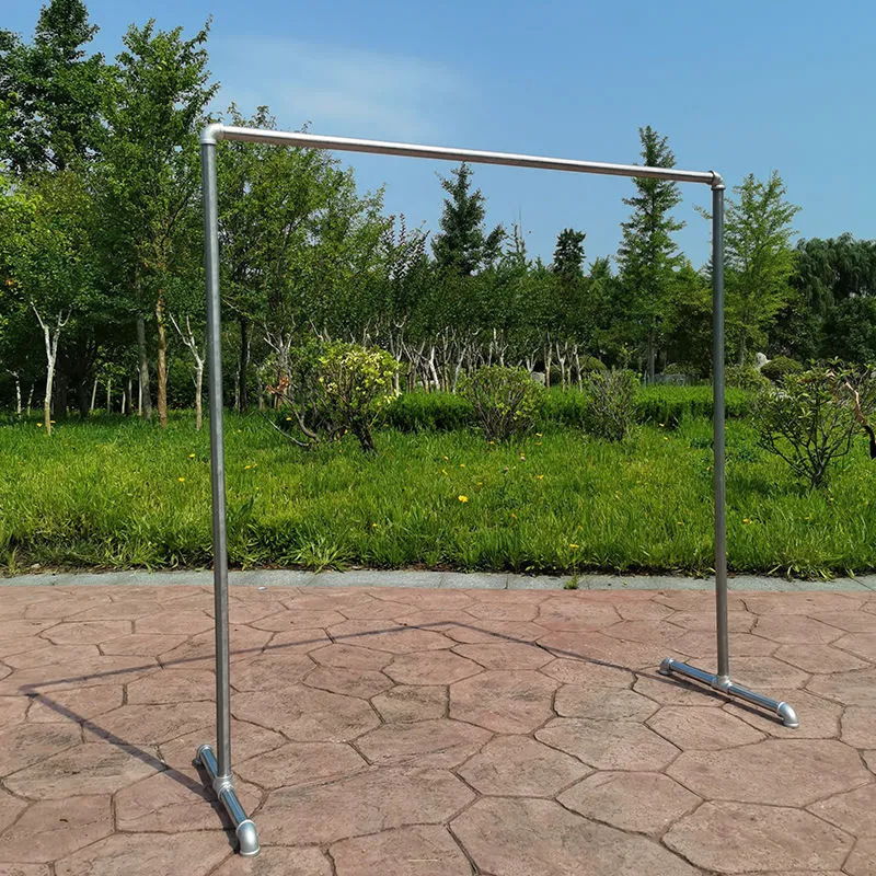 Galvanized Pipe Clothing Rack Display Rack Floor-Standing Drying Rack Clothes Hanger Single Rod Rack Water Pipe Clothes Drying Rack