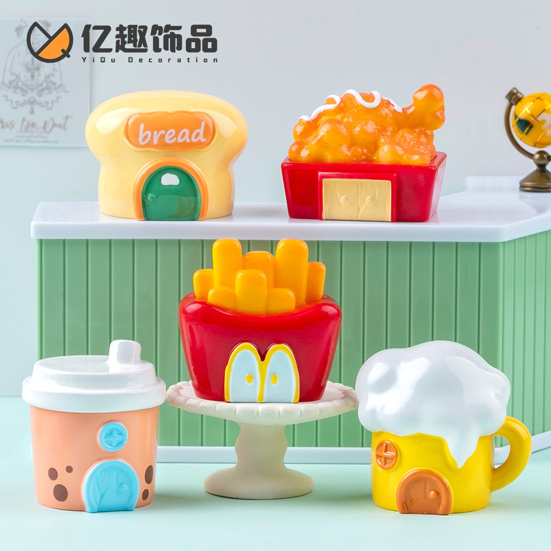 クリエイティブバーミルクティーショップ食品シリーズキャビン diy 装飾ブラインドバッグ吊りアクセサリー車のデスクトップ装飾品|undefined