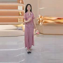 夏季女装高级气质两件套2026夏季修身收腰时尚优雅轻奢显瘦套装