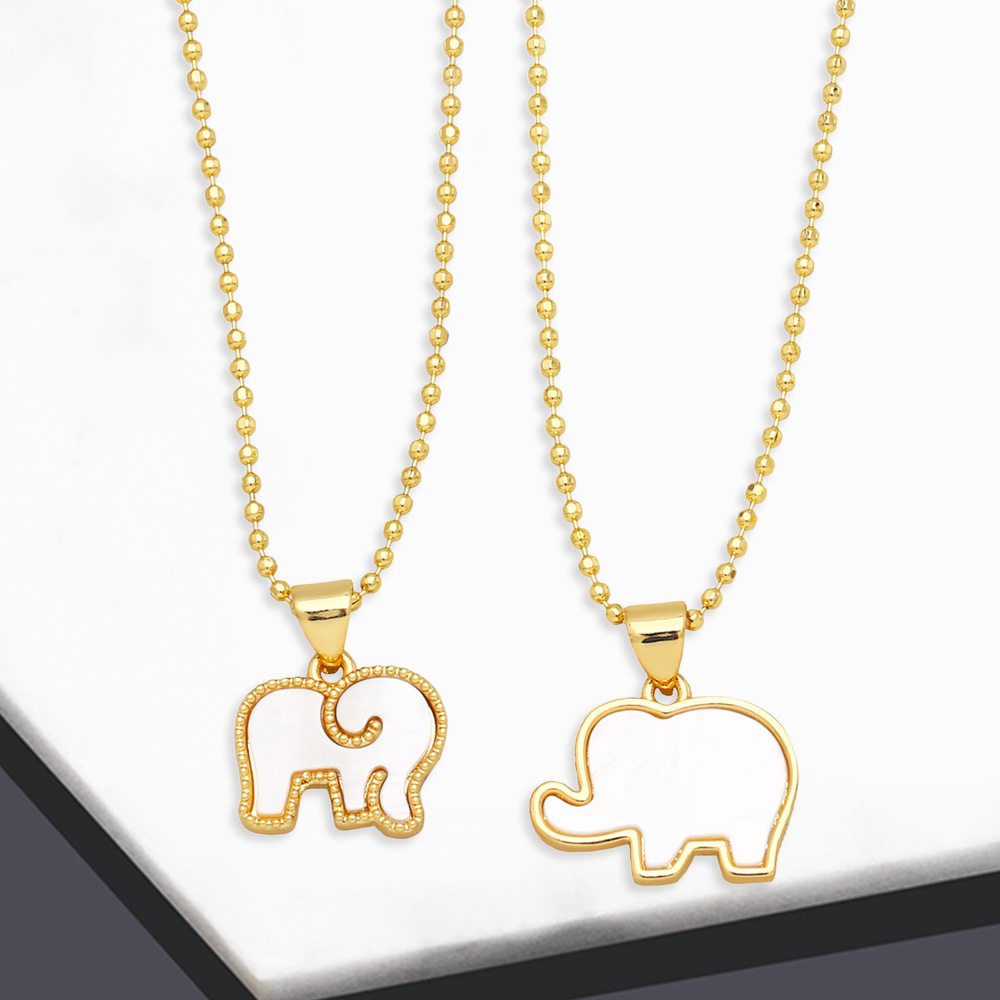 Einfacher Stil Elefant Hülse Kupfer Überzug 18 Karat Vergoldet Frau Halskette Mit Anhänger display picture 1