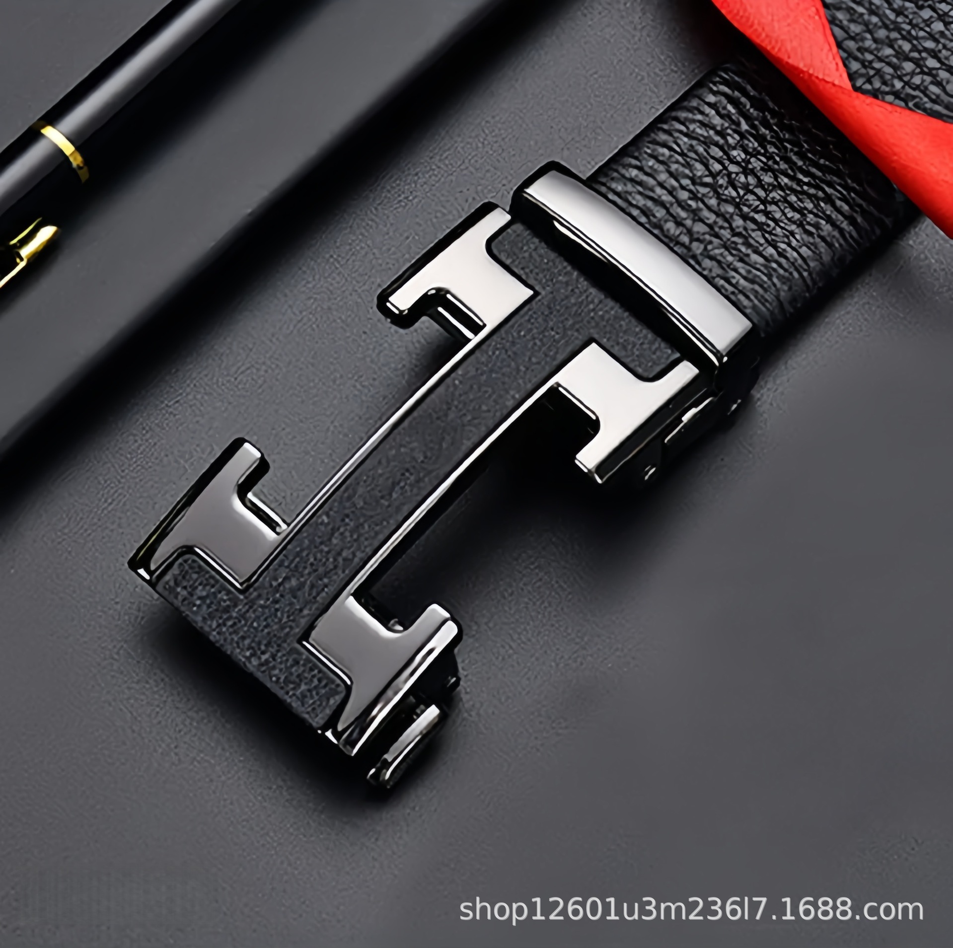 Top-grain Leather Men's Belt with H Buckle Genuine Cowhide Automatic Buckle Youth Simple Fashion Waistband