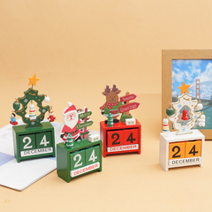 クロスボーダークリスマスプレゼント子供玩具木製カレンダーデスクトップ置物サンタクロースクリスマスツリー装飾品卸売