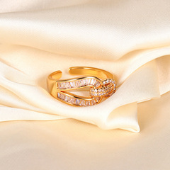 Xiaohongshu 925 Silver Fashion Light Luxury Horseshoe Opening Ring for Women, Cool Style Personality Full Setting Index Finger Ring