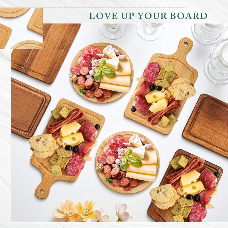 Caja de regalo de bambú mini tabla de corte set set de cuchillo de queso set christmas party party party party cross-border cheese board
