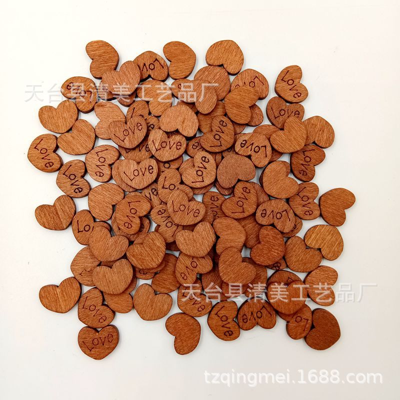 10*12mm botones de madera en forma de corazón amor botones en forma de corazón sin botón ojos 100 unids/bolsa