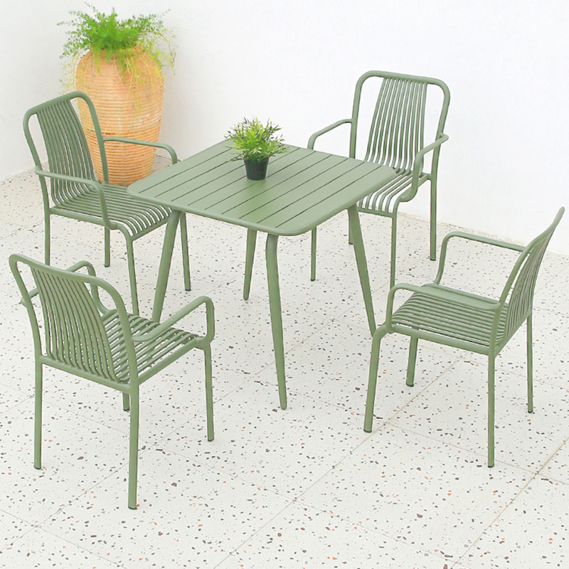 Combinación de mesa y silla al aire libre jardín al aire libre cafetería al aire libre colorido Patio de aluminio al aire libre ocio balcón pequeña mesa y silla image 3