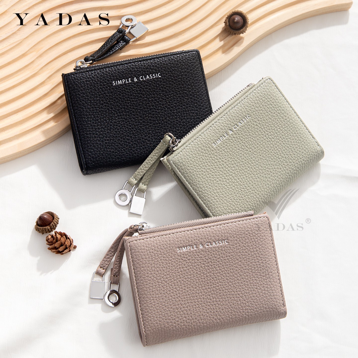 YADAS moda 2025 nuevo al por mayor insfeng alto sentido doble plegable bolso de cambio de comercio exterior cartera de mujer