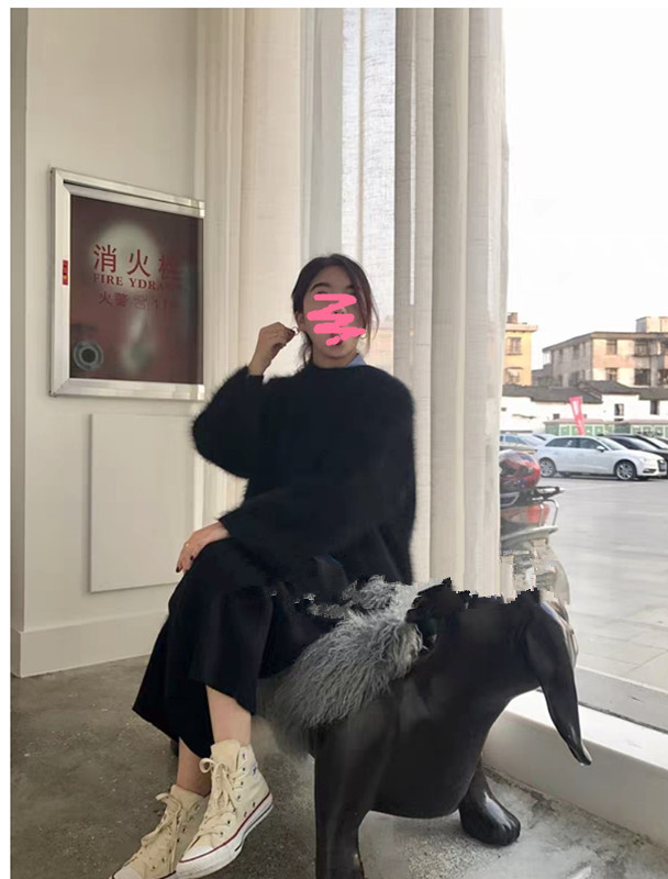 奶fufu软糯仿水貂绒圆领毛衣女秋冬慵懒风内搭针织衫宽松上衣女潮|undefined