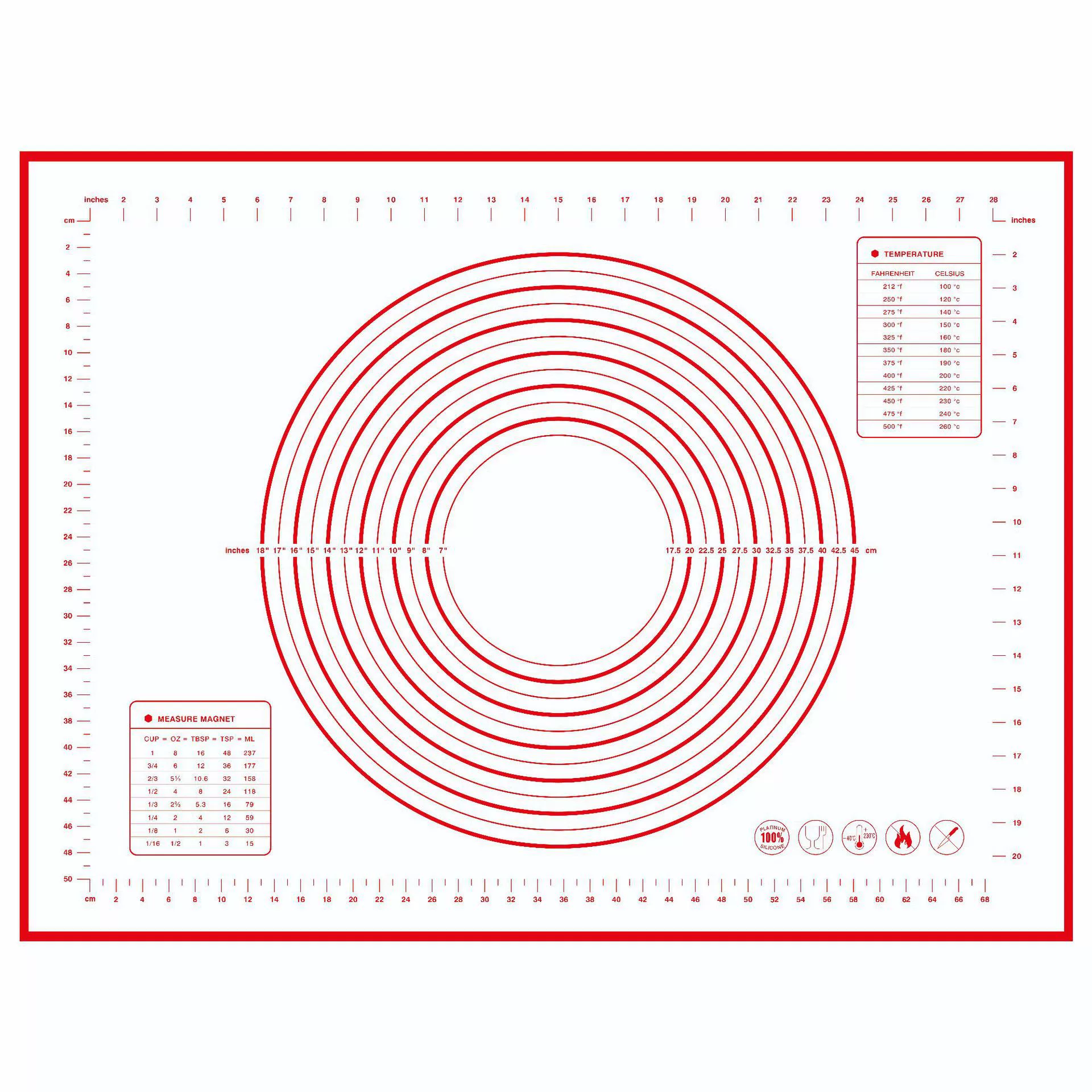 Silicone Kneading Pad, Baking/Rolling Cushion, Multiple Sizes 30×40–60×80 cm, 0.35 mm