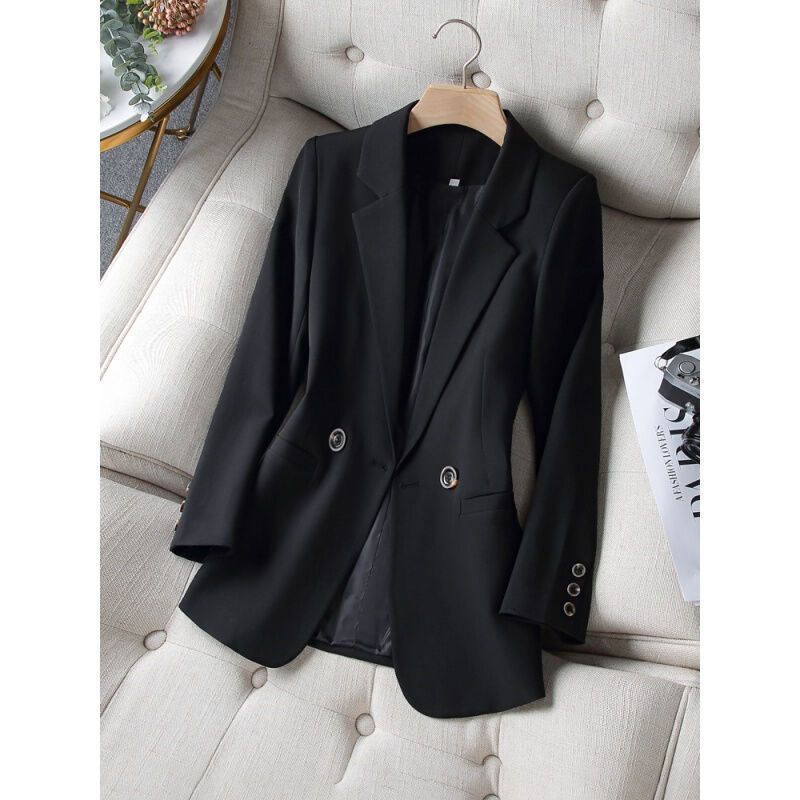 Khaki Casual Blazer for Small Women Spring and Autumn 2023 New Korean Style Slim Fit Suit Top