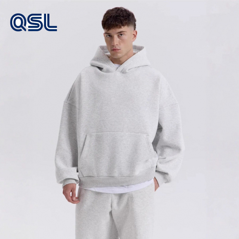 Cross-Border Fleece Heavyweight Sweatshirt Men's Solid Color Couple Pullover Jacket Loose Mid-Length European and American Trendy Brand Top