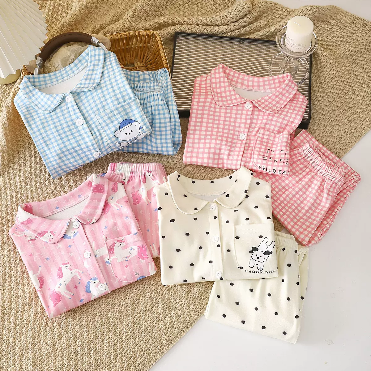 儿童家居服秋季新款男童女童德绒开衫款2025长袖长裤睡衣套装童装