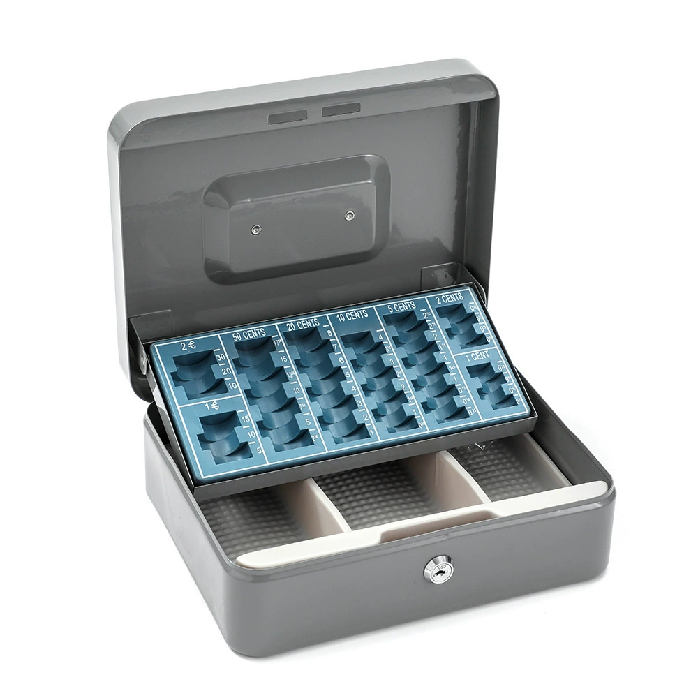 Трансграничная большая металлическая коробка, денежный ящик с монетницей, монетница для хранения ключей, монетница для евро, кассовый ящик