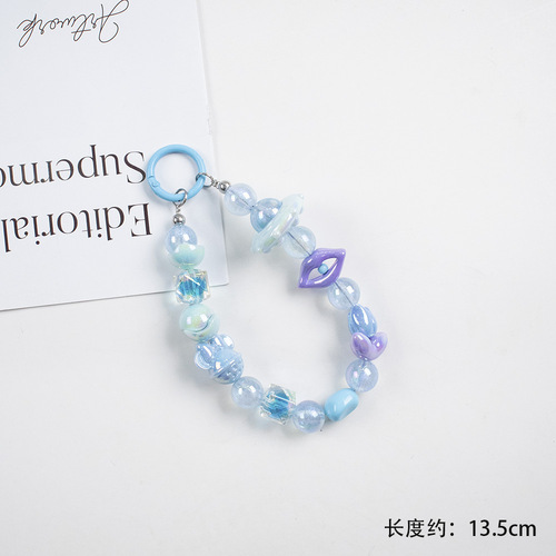 INS New Mermaid Charm Beaded Lip Phone Chain Pendant Earphone Case Charmer Student Gift Girl Heart