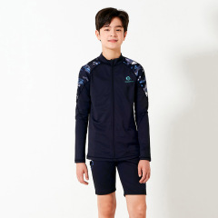 2024 new children's swimsuit for boys and girls split youth cardigan zipper sun protection quick-drying black swimsuit