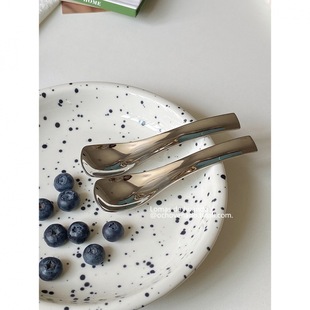 Korean ins style pudding yogurt spoon stainless steel 304 dessert cake spoon breakfast spoon short handle restaurant Spoon rice spoon
