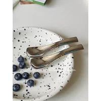 Корейский INS Wind Pudding Yogurt Тушеное Сталь 304 Dessert Cake Spoon Breakfast Spoon Short-handled Ресторанный вкус Чаша для риса