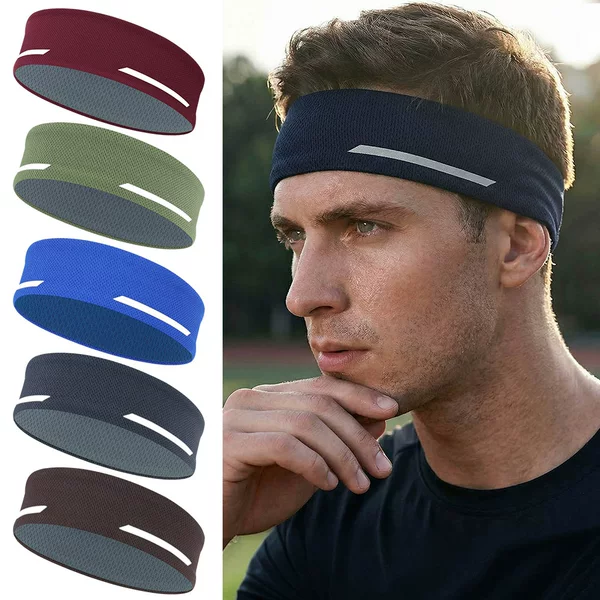 Guanyu Night Running High-Visibility Reflective Sports Headband Nighttime Moisture-Wicking Fitness Headband Outdoor Running Safety Headband