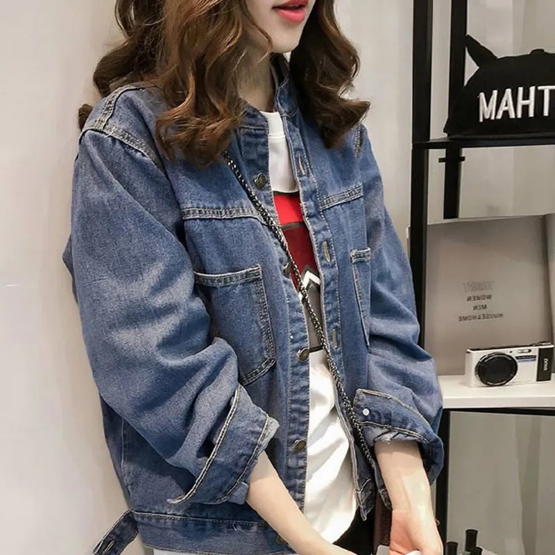 圓領牛仔外套女春秋2025新款大碼胖寬鬆顯瘦休閒百搭時尚上衣潮