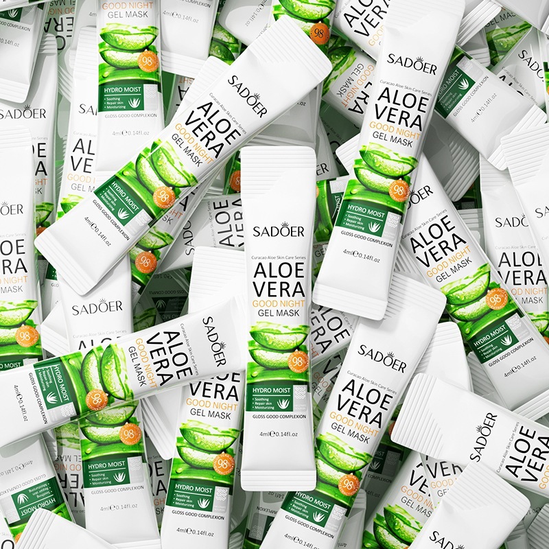 Cross-border in-stock aloe vera overnight sleeping mask strips SADOER hydrating moisturizing skin-rejuvenating no-rinse facial mask foreign trade factory