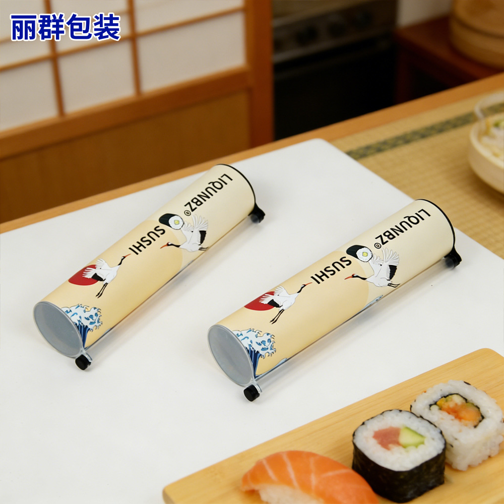 Tubo de Papel Empujable para Sushi de Cartón Blanco de Grado Alimenticio para Envase de Alimentos