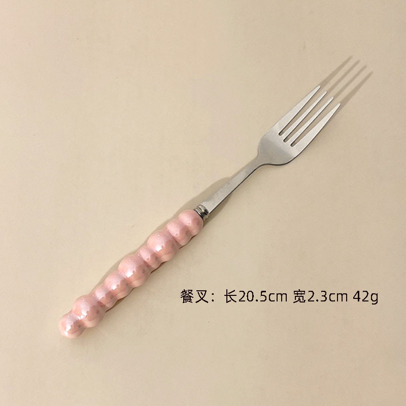 クロスボーダークリエイティブセラミックハンドルナイフ、フォーク、スプーン、高価値ステンレス洋食ナイフ、スプーン、フォーク、デザートスプーン4点セット|undefined
