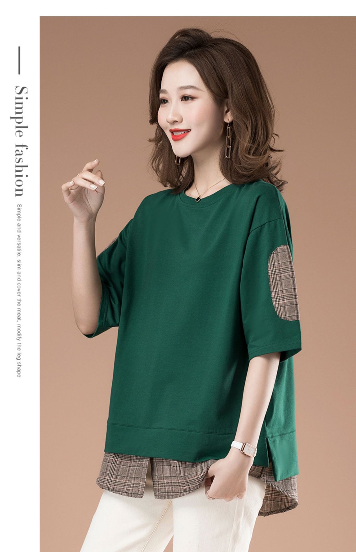 A Fake Two-Piece Hoodie With Long Sleeves, Designed For Women In Their Middle Age Loose Fit, Suitable For Summer Wear;_ecoleips.com