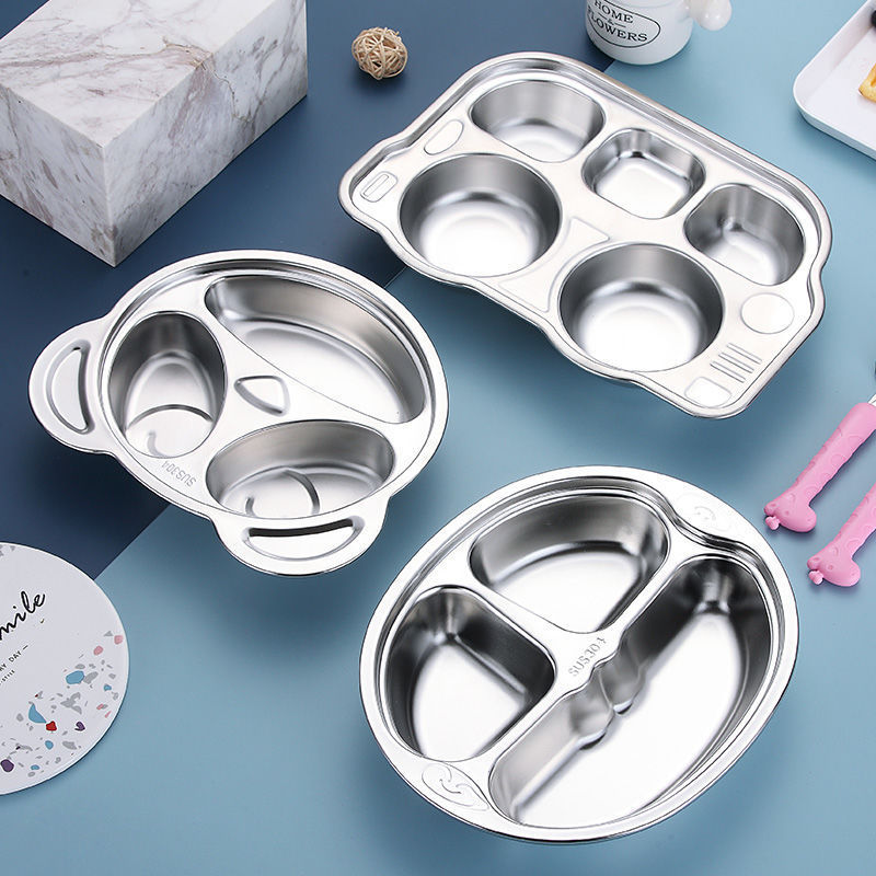 Cartoon dinner plate stainless steel for kindergarten for students