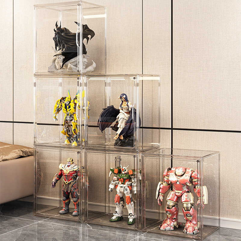 Acrylic Storage Box, Thickened Book and Bag Storage Box, Transparent Foldable Dustproof High-Value Display Cabinet