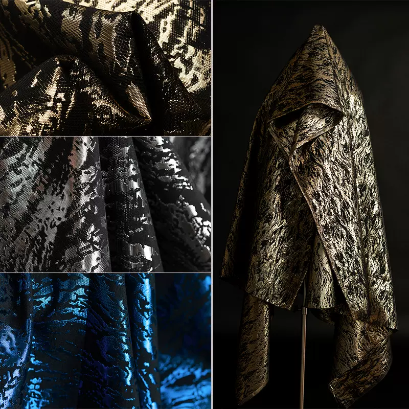 双面波浪平纹提花布料中国风汉服旗袍马甲复古男女服装设计师面料