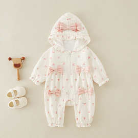 婴儿衣服秋装新生儿女宝宝连体衣满月百天春秋季超萌外出哈衣爬服