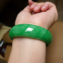 清仓天然缅甸老坑A货翡翠手镯冰糯种帝王绿飘花浅阳绿色翡翠玉手