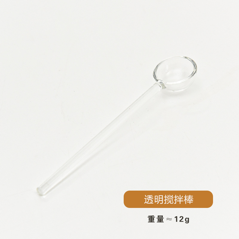 Cuchara de postre de leche creativa color transparente cuchara de vidrio resistente a altas temperaturas cuchara de varilla de agitación de café de mango largo de color alto