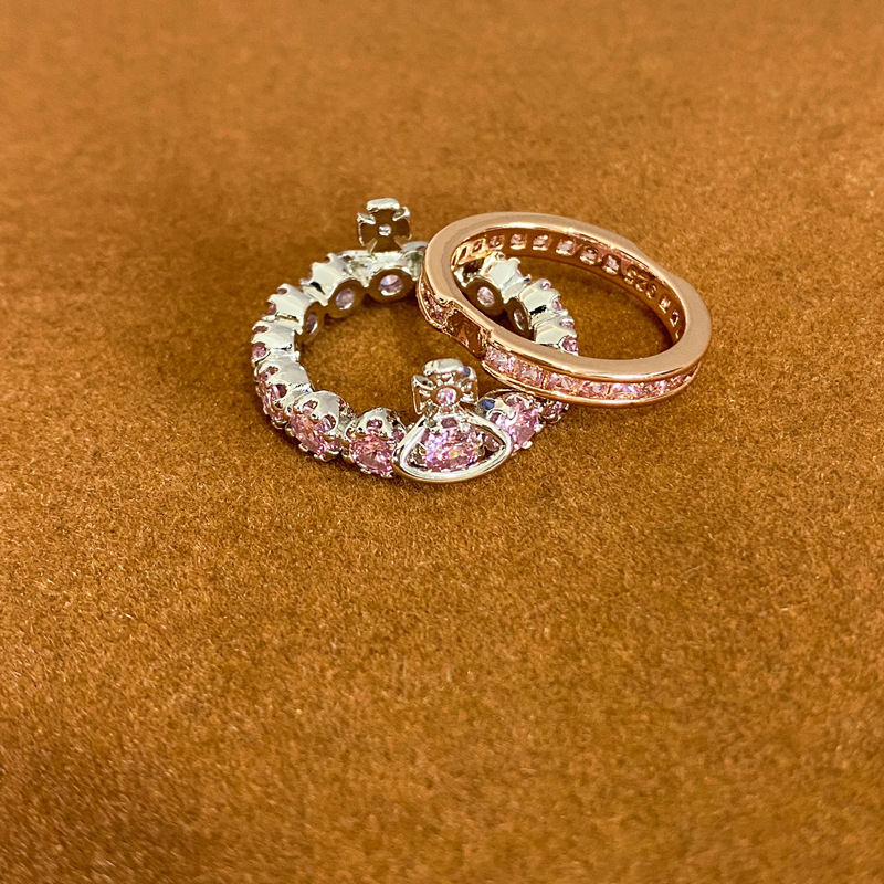 Fashion Round Copper Plating Inlay Artificial Diamond Rings 1 Piece