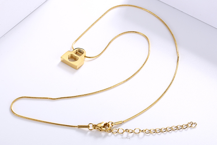 new heart lock-shaped stainless steel clavicle chain earrings net wholesale Nihaojewelry