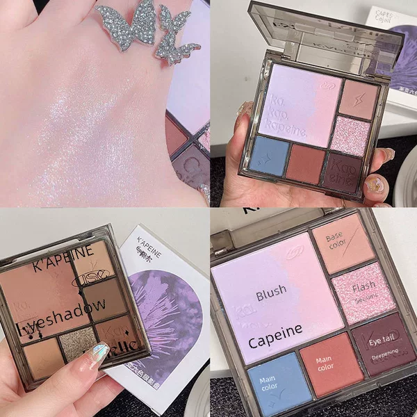 Commuting Zero Waste Color ~ Gradient Six Color Eyeshadow Plate Grey Powder Brown Joker Student NU Plate