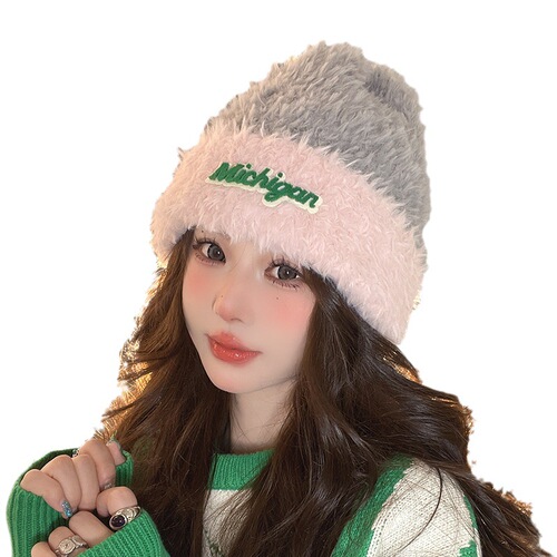 Autumn and winter woolen hat for women Korean style fashionable warm windproof and cold hat outdoor cycling coldproof warm knitted plush hat