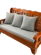 亞麻坐墊實木沙發坐墊子35D45D加硬海綿坐墊四季通用含布套