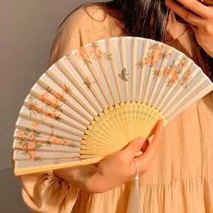 New Chinese-Style Ancient-Style Begonia Folding Fan for Women, Suitable for Summer, Traditional Chinese Clothing Photography, Portable Folding Fan with High Aesthetic Value