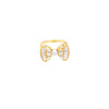 Retro brand ring from pearl, design small zirconium with bow, trend of season, on index finger