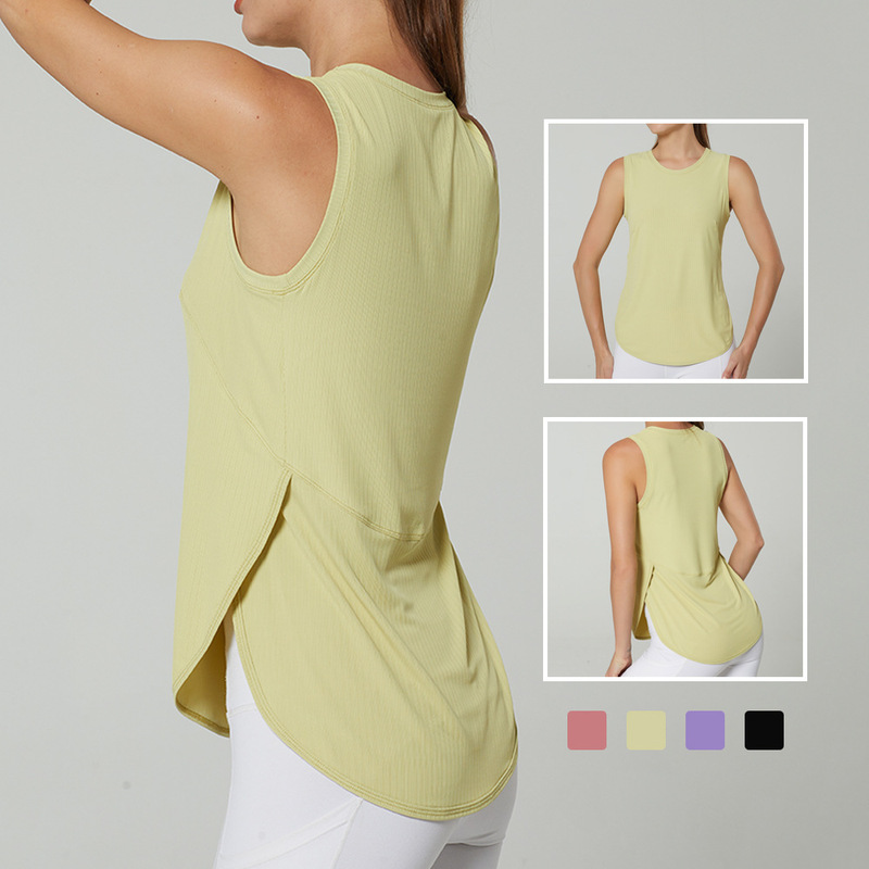 Sports Vest for Women, Sleeveless, Slit, Quick-Drying, Yoga, Running Training, Loose Fitness Clothing, Quick-Drying Vest for Women