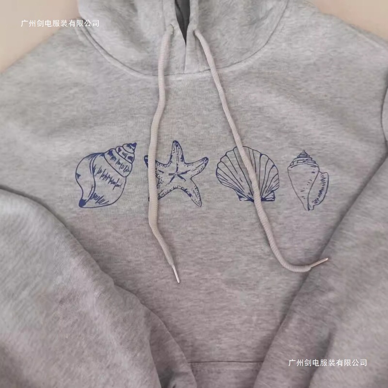 Foreign Trade Amazon Drop Shoulder Sleeve Drawstring Women's Fleece Sweatshirt Plain Letter Print Kangaroo Pocket Print Hoodie Foreign Trade Amazon Drop Shoulder Sleeve Drawstring Women's Fleece Sweatshirt Plain Letter Print Kangaroo Pocket Print Hoodie