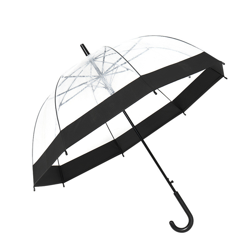 Large British wide edge transparent umbrella European style Apollo arch bubble umbrella 23-inch straight handle transparent umbrella