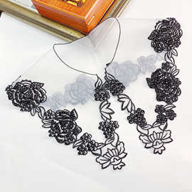 假领子女云肩蕾丝机器钉珠 珠片欧根纱靓丽假领 百搭服饰辅料衣领