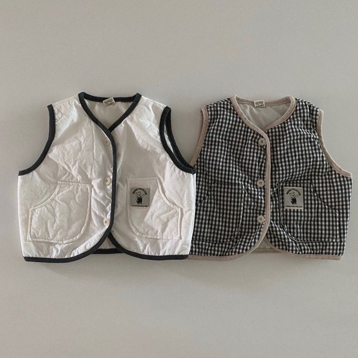 Bebé primavera chaleco abrigo estilo coreano ropa para niños bebé primavera y otoño ropa niños chaleco a cuadros primavera ropa de salida